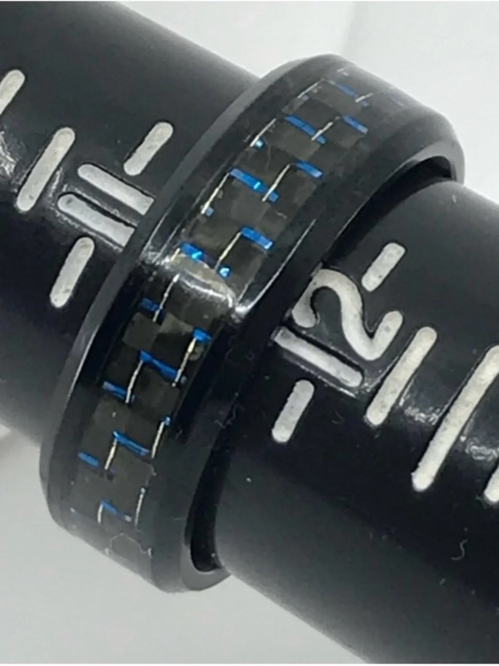 Black Ring with Blue Carbon Fiber Inlay